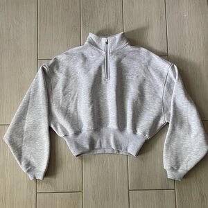 Oner Active All Day Est 2020 Crop 1/4 Zip Sweatshirt in Light Grey Marl Size L